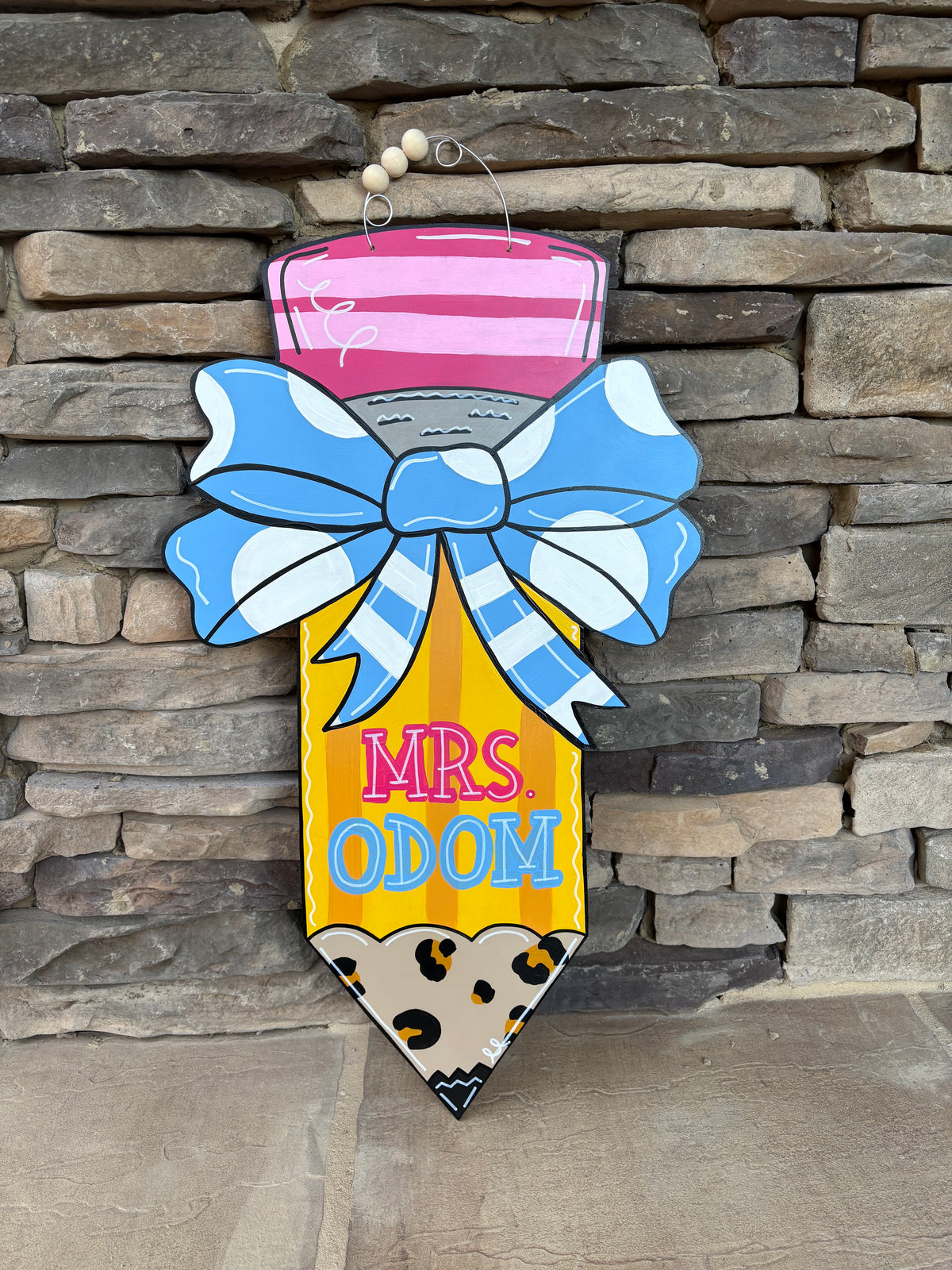 Hand-Painted Teacher Pencil Door Hanger