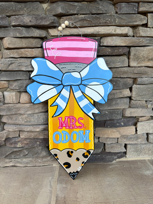 Hand-Painted Teacher Pencil Door Hanger