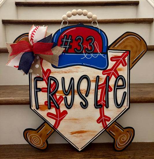 Personalized Baseball Home Plate Door Hanger